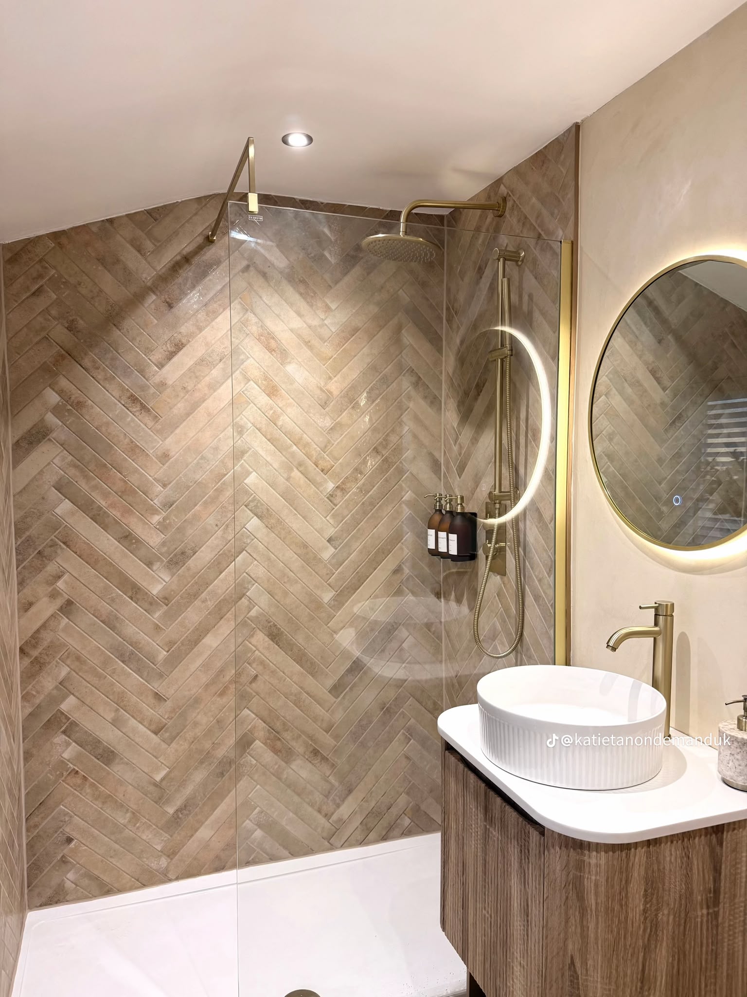 Boutique Herringbone & Brushed Gold Shower Room