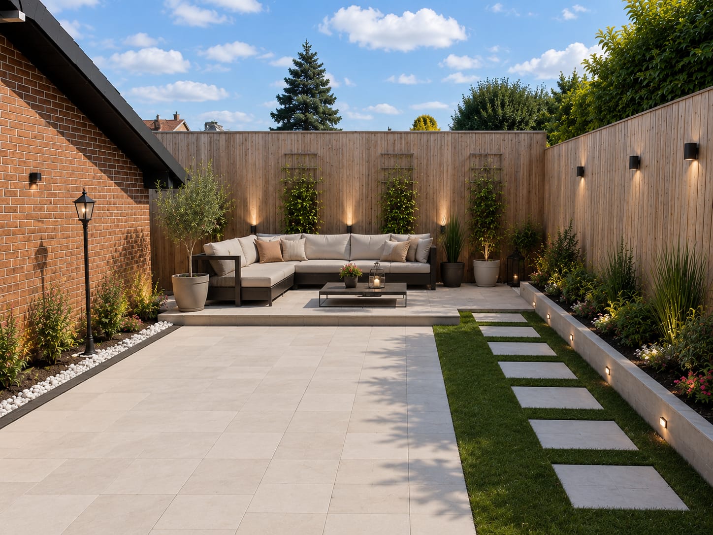 Luxury Contemporary Garden & Porcelain Patio