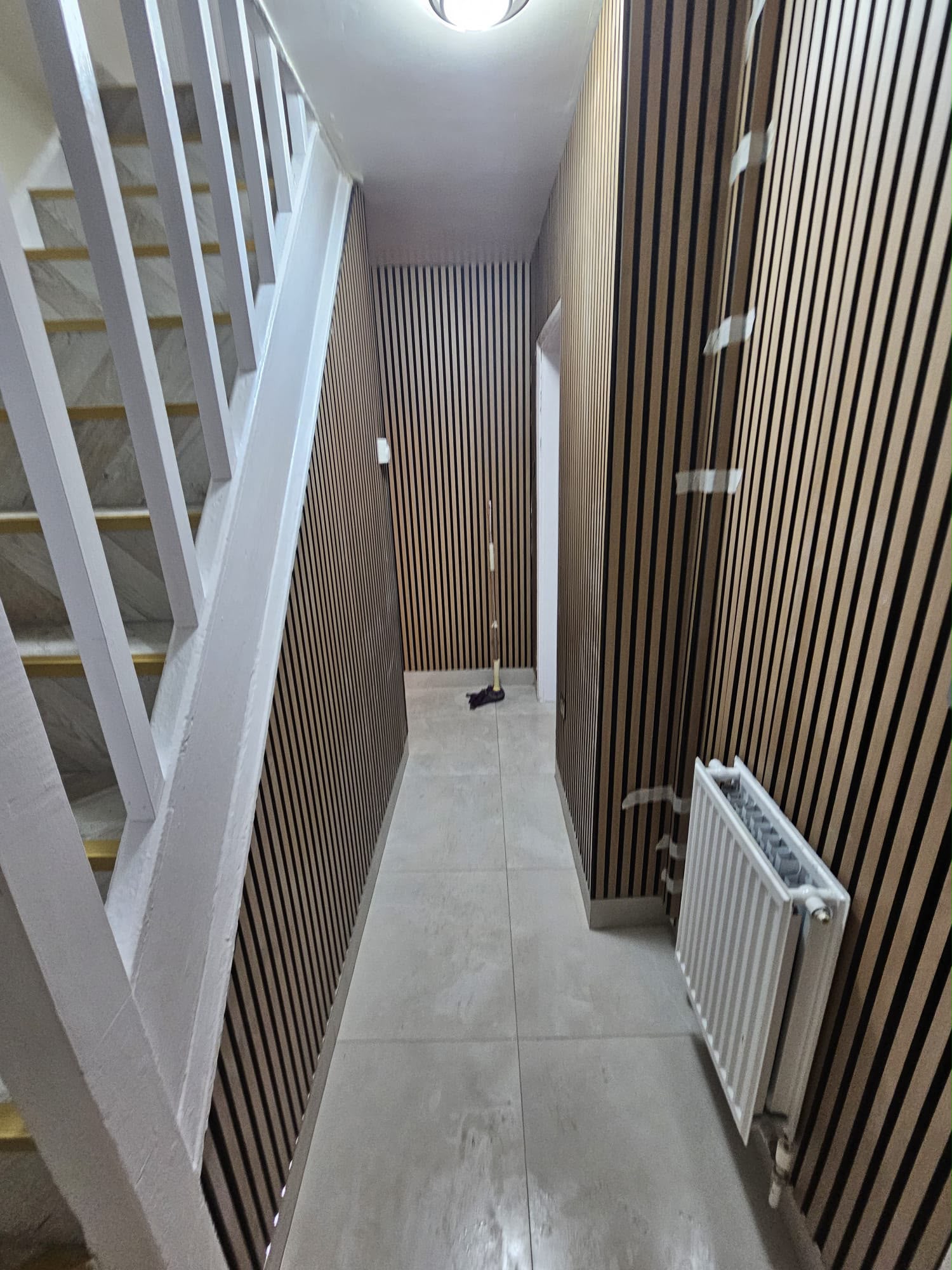 Modern Slatted Wood Hallway & Feature Staircase